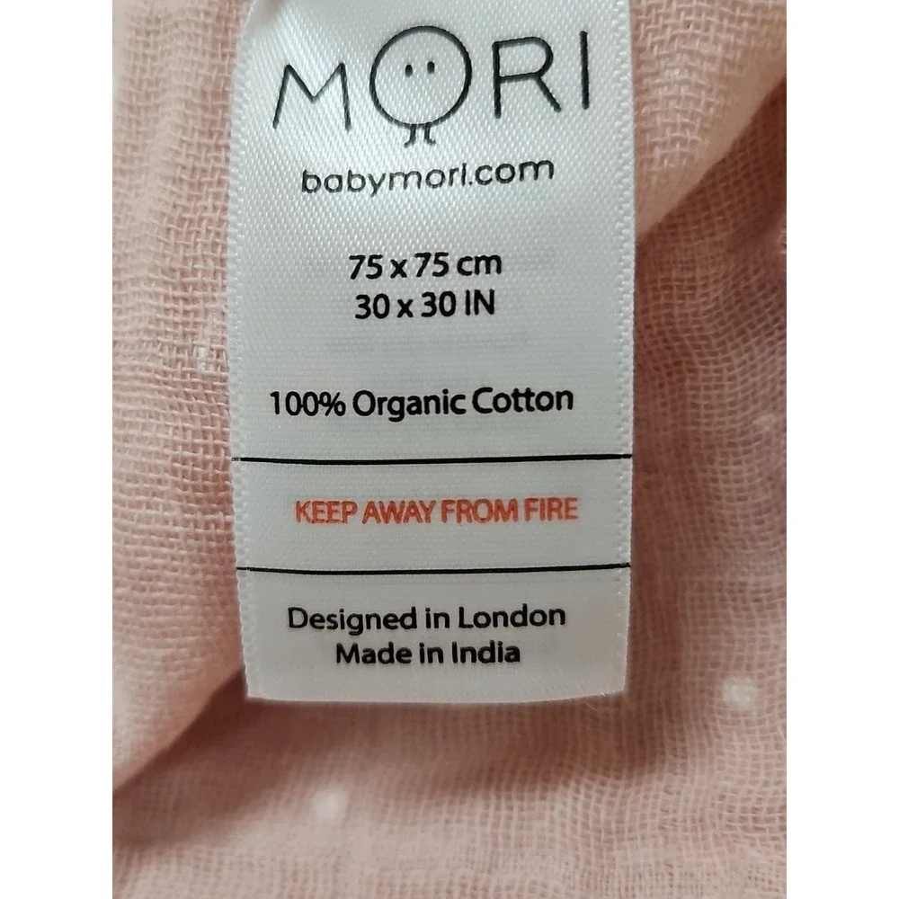 MORI Baby Blanket Pink Stars Circles Cotton Muslin Swaddle Receiving New  30x30